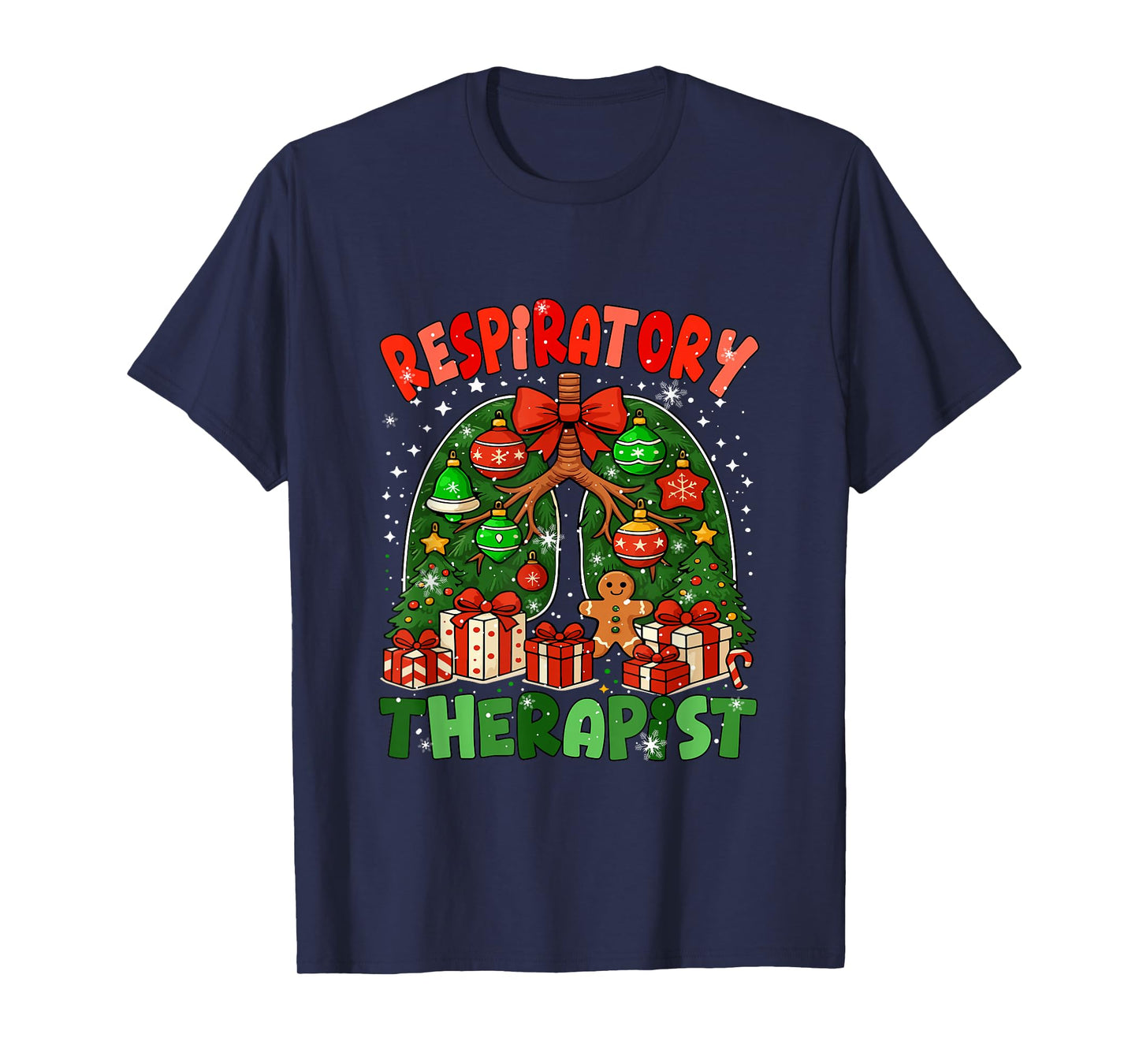 Respiratory Therapist Colorful Lung Christmas Tree Medical T-Shirt