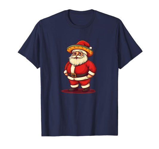 Festive Sombrero with Funny Santa Claus Costume T-Shirt