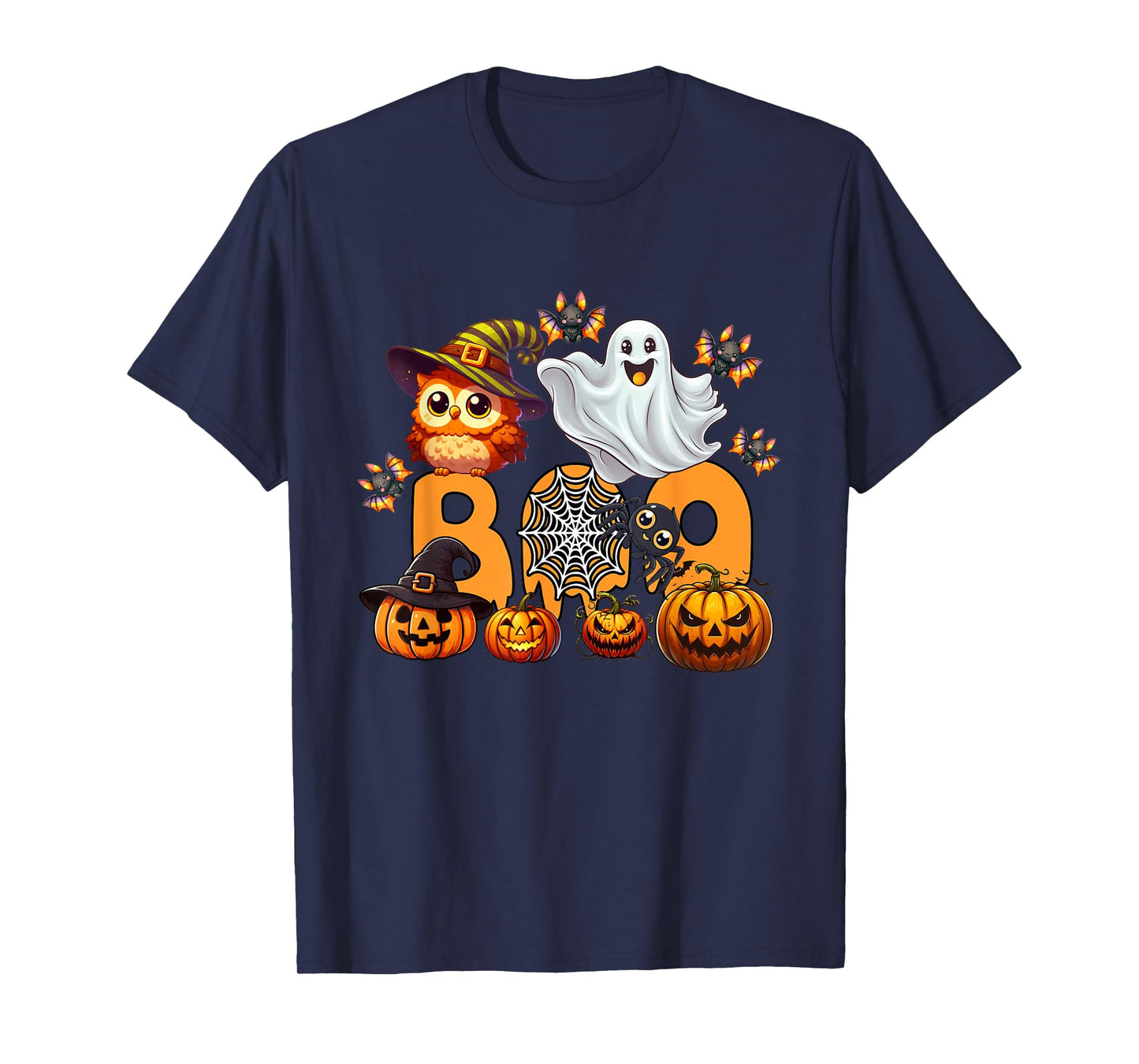 Boo Creepy Owl Pumpkin Ghost Spooky Halloween Costume T-Shirt