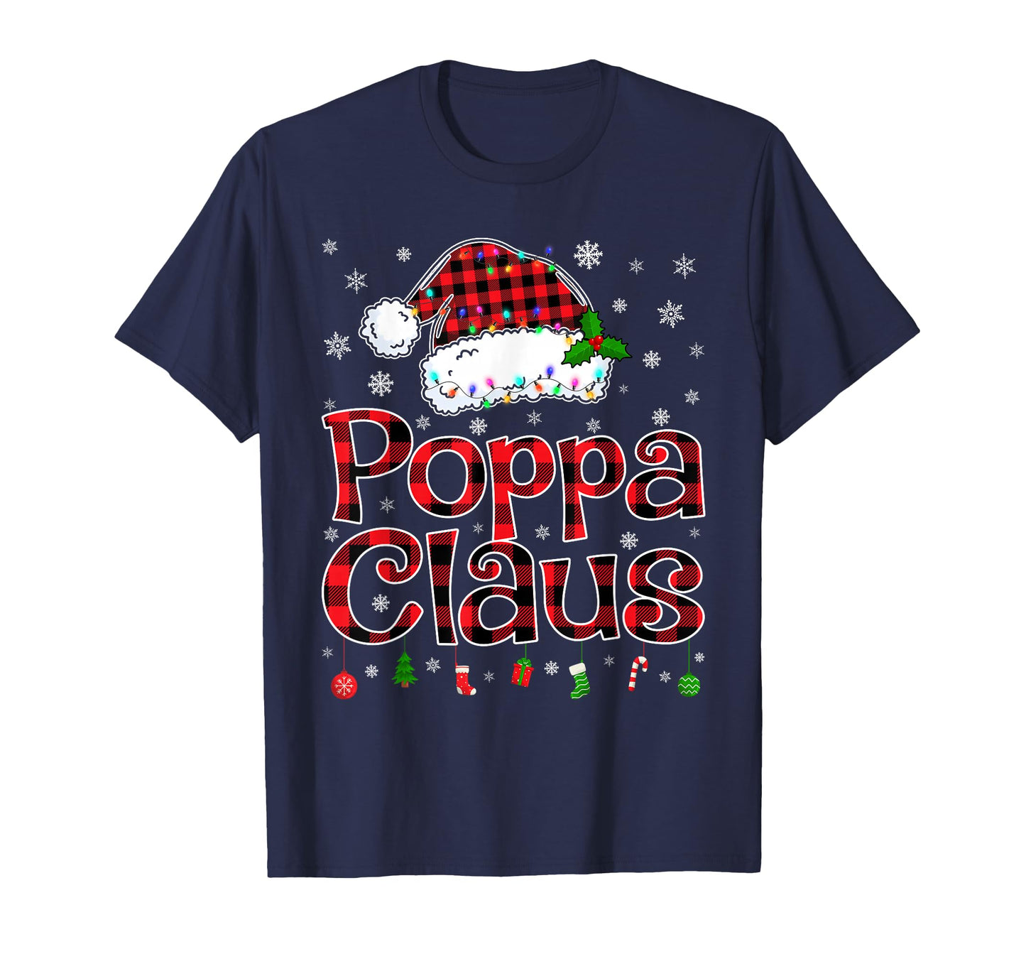 Poppa Claus Christmas Lights Xmas Pajama Matching Family T-Shirt