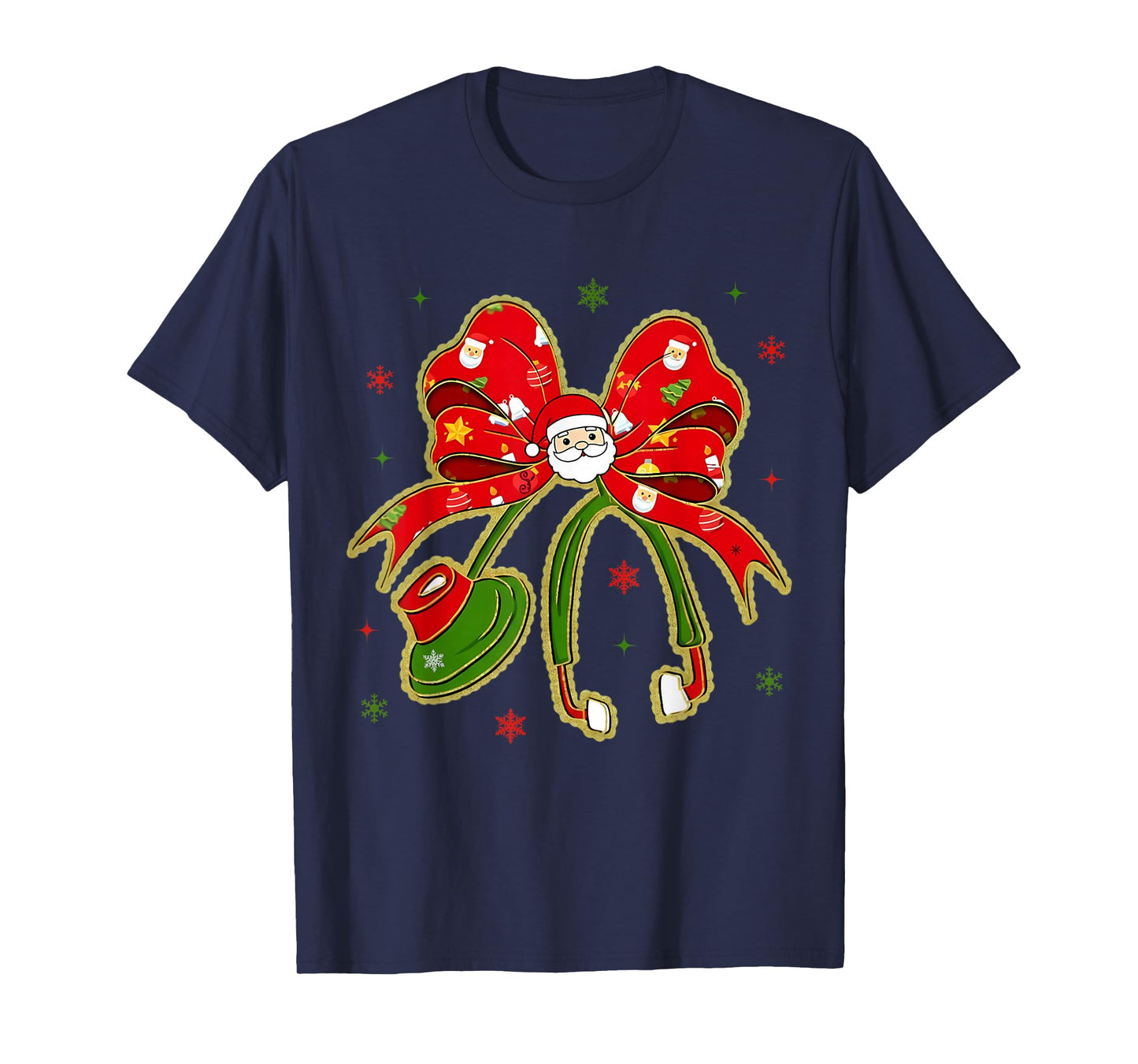 Nurse Christmas Stethoscope Nurses Xmas Pajamas Santa Women T-Shirt