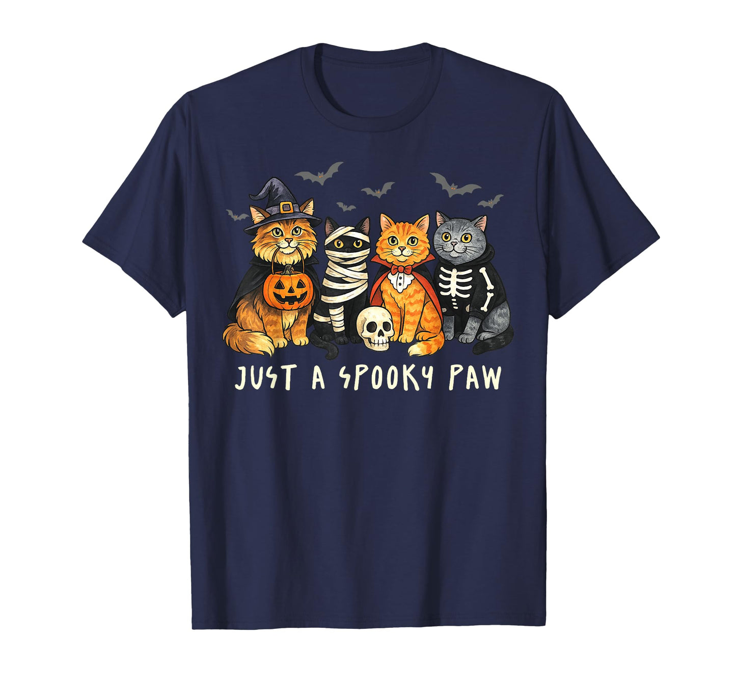 Just A Spooky Paw Funny Cat Witch Halloween Cat Lovers T-Shirt