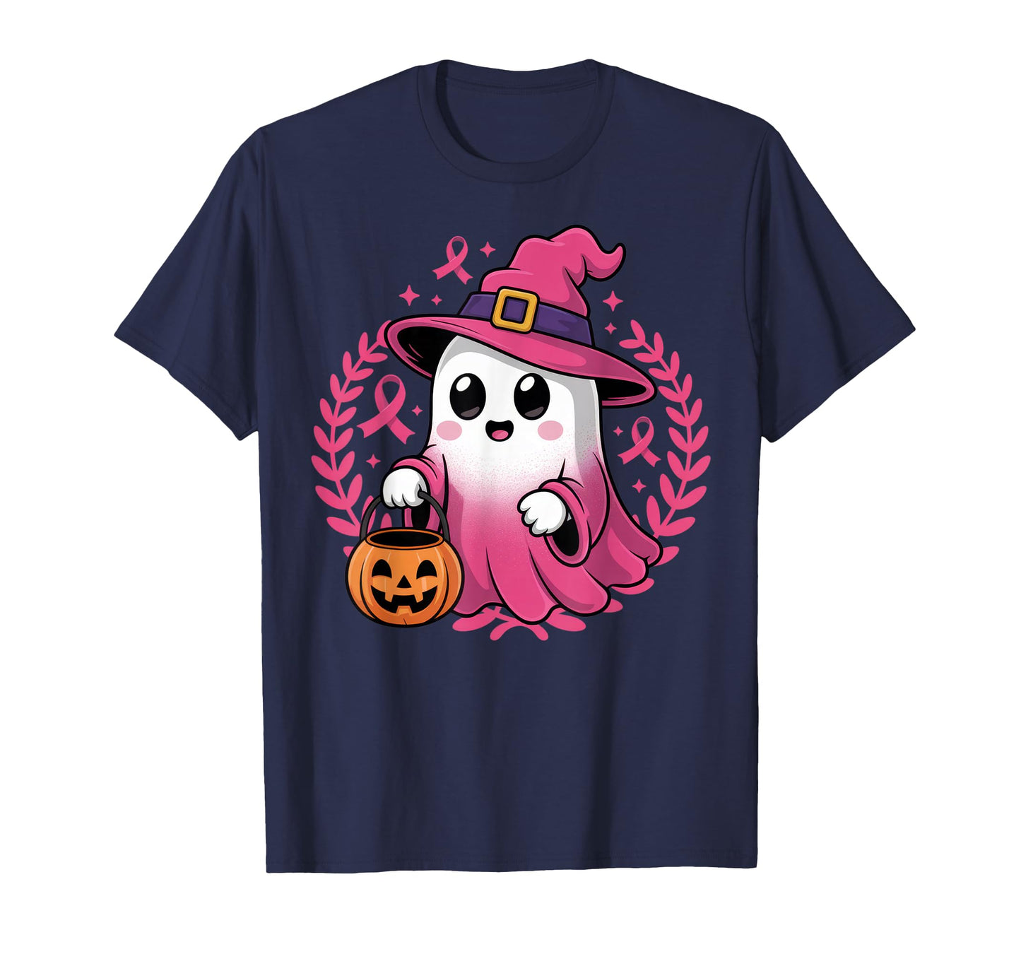 Cute Pink Ghost Witch for Breast Cancer Awareness and T-Shirt