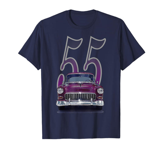 1955 55 chevys bel air classic vintage muscle car front view T-Shirt