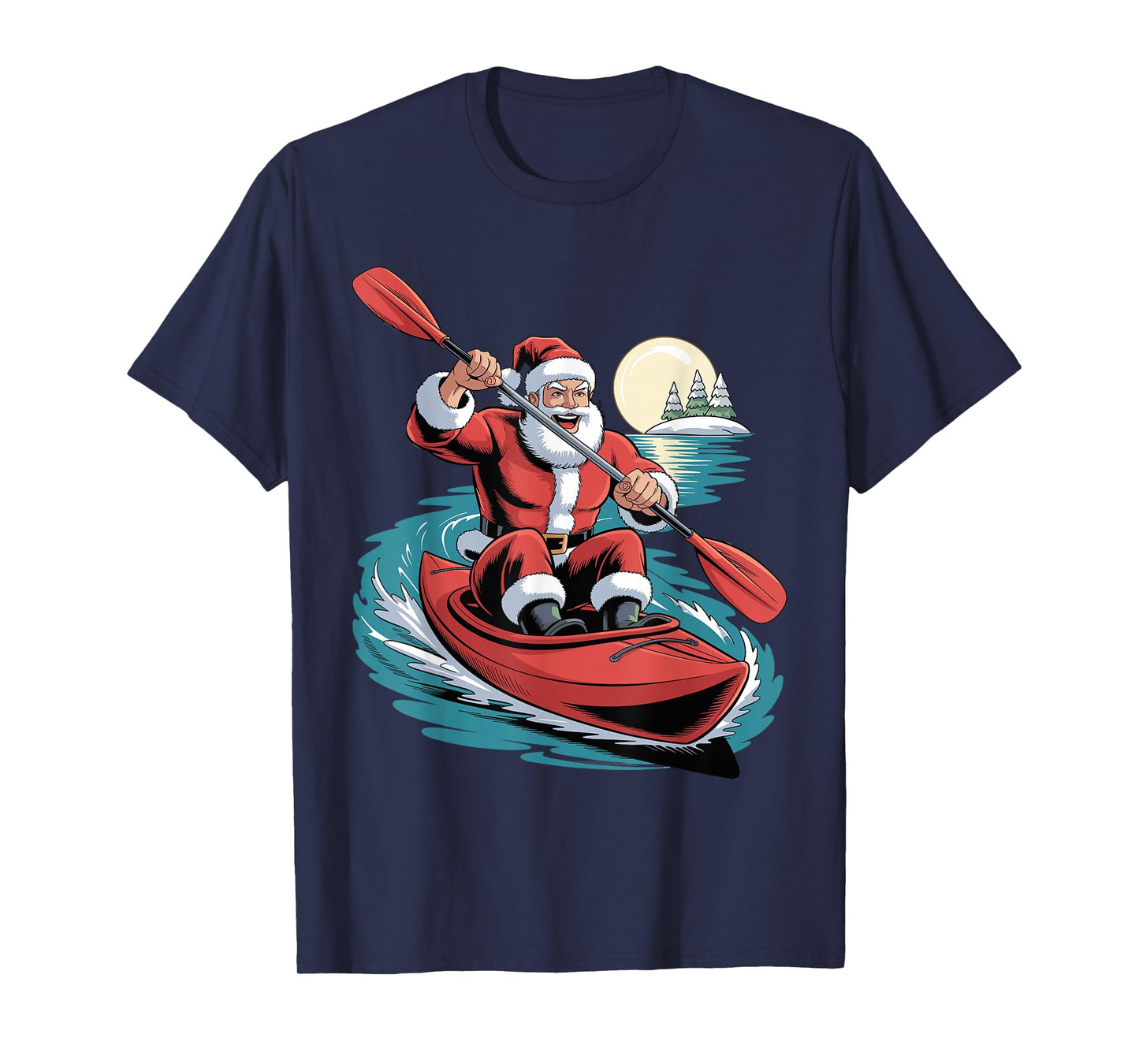Santa Kayaking Lover Funny Holiday Christmas Xmas Pajama T-Shirt