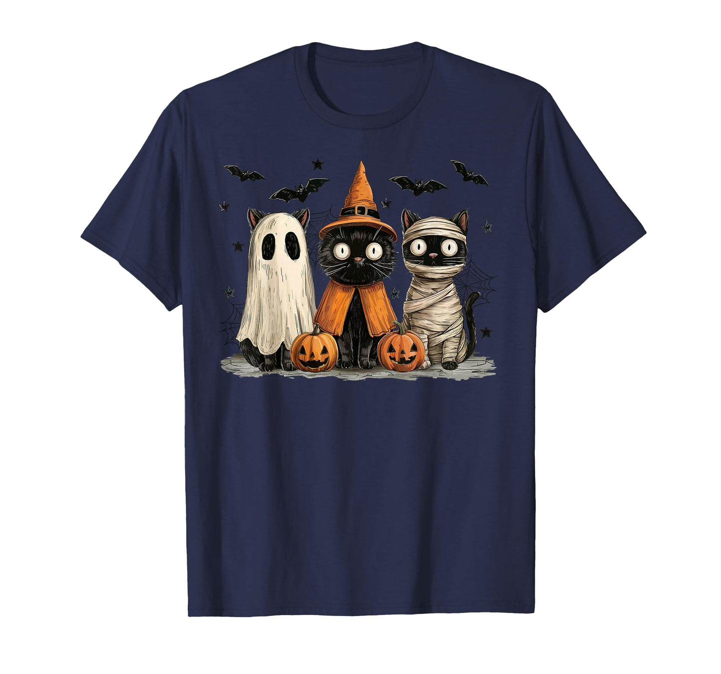 Halloween Black Cats Ghost Witch Mummy Pumpkin Scary Cat T-Shirt
