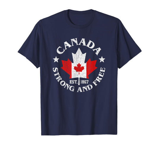 Canada Est 1867 Proud Canadian Vintage Maple Leaf Merch T-Shirt