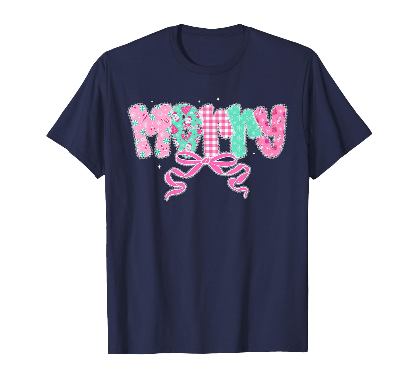 Preppy Coquette Merry Bow Vintage Retro Christmas T-Shirt