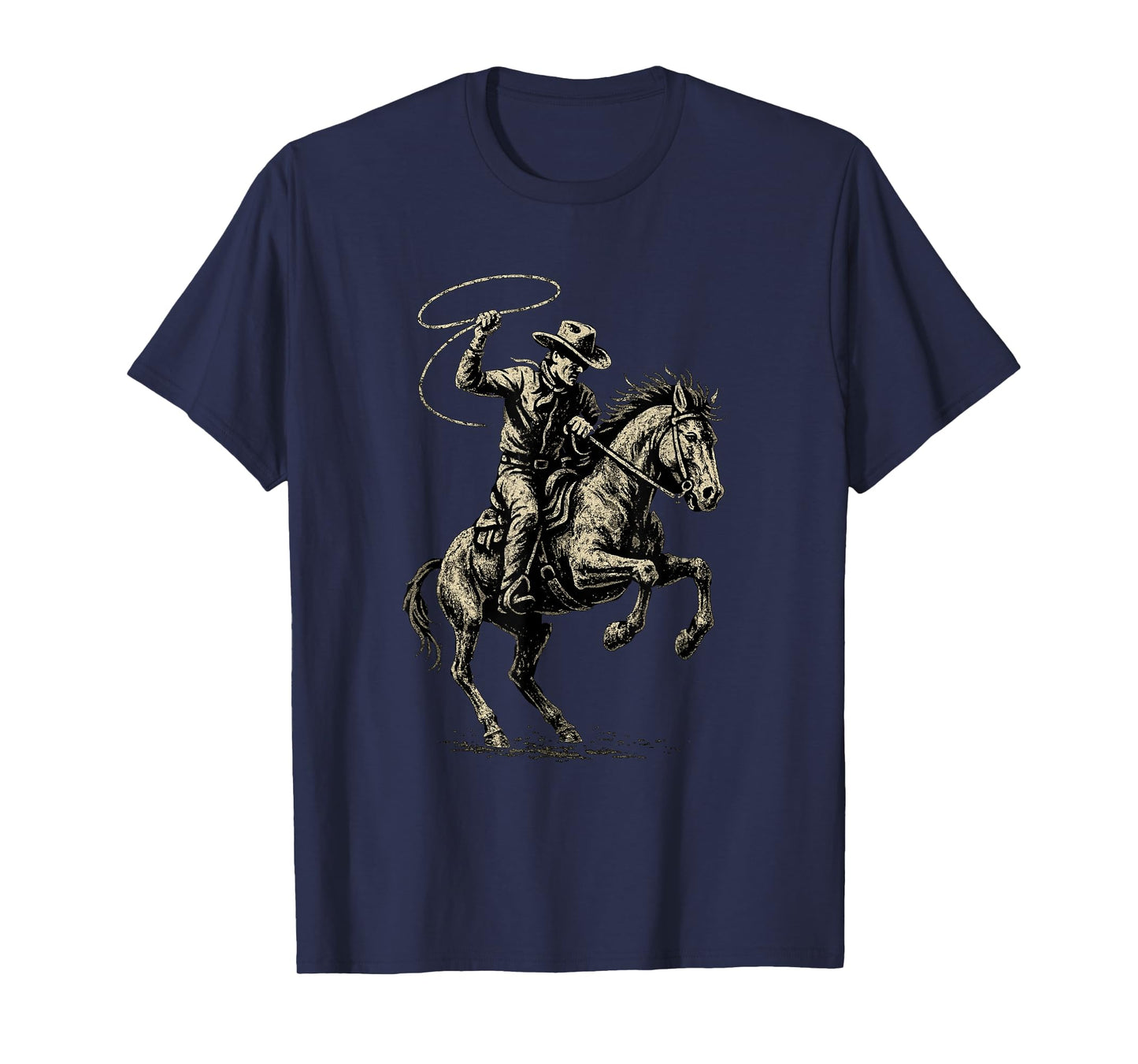Wild West Rodeo cowboy Dark Western Horse Art T-Shirt