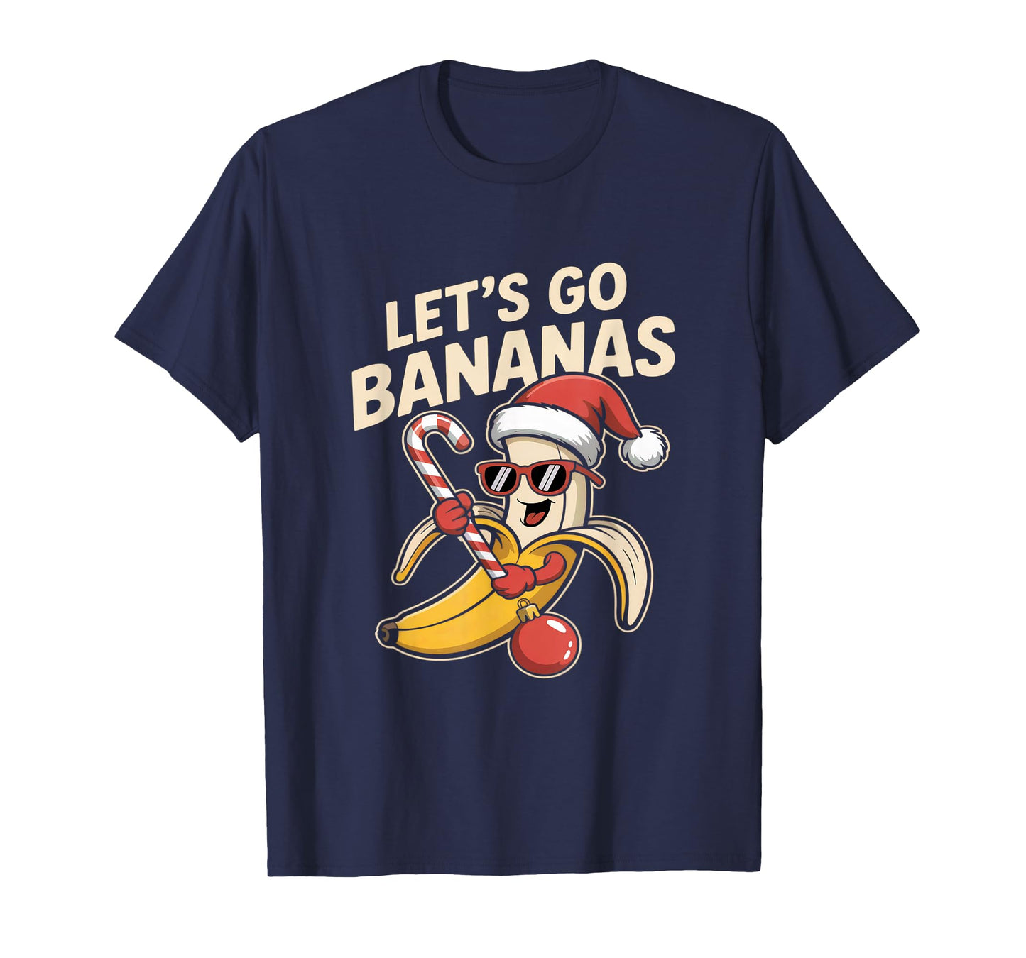 Let’s Go Bananas Funny Christmas Banana Santa Hat Humor T-Shirt