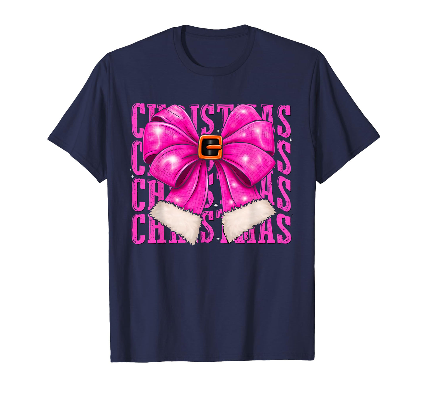 Pink Coquette Christmas Bow Tree Santa Aesthetic T-Shirt