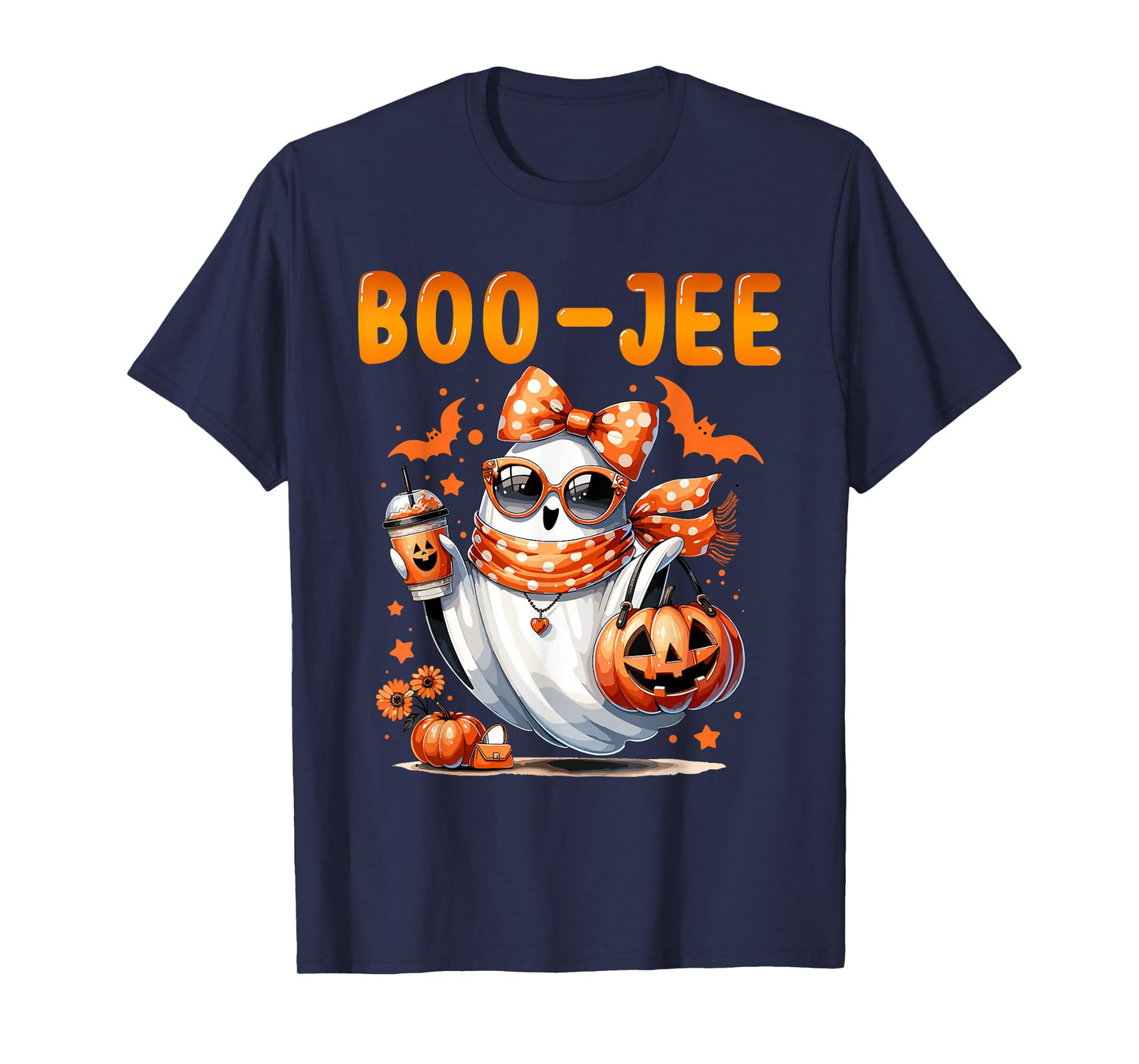 Coquette Leopard Ghost Coffee Boo-JEE Halloween Boujee Ghost T-Shirt