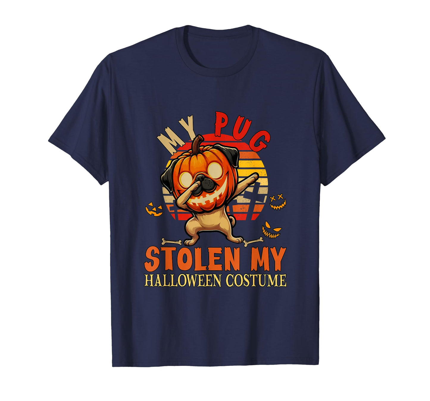 Pug Stolen My Halloween Costume Dog Carved Pumpkin T-Shirt