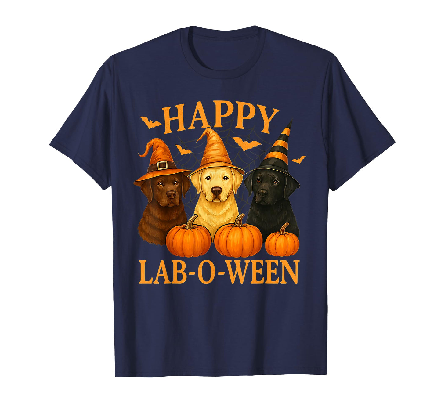 Happy Lab-O-Ween Labradors Pumpkin Witch Hat Halloween Dogs T-Shirt