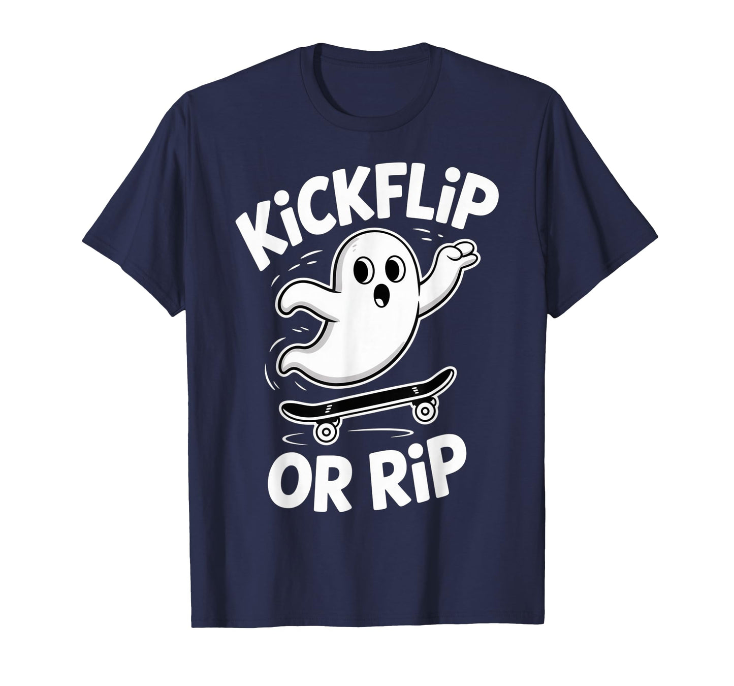 Funny Ghost On Skateboard Retro Halloween Costume Kids Boys T-Shirt
