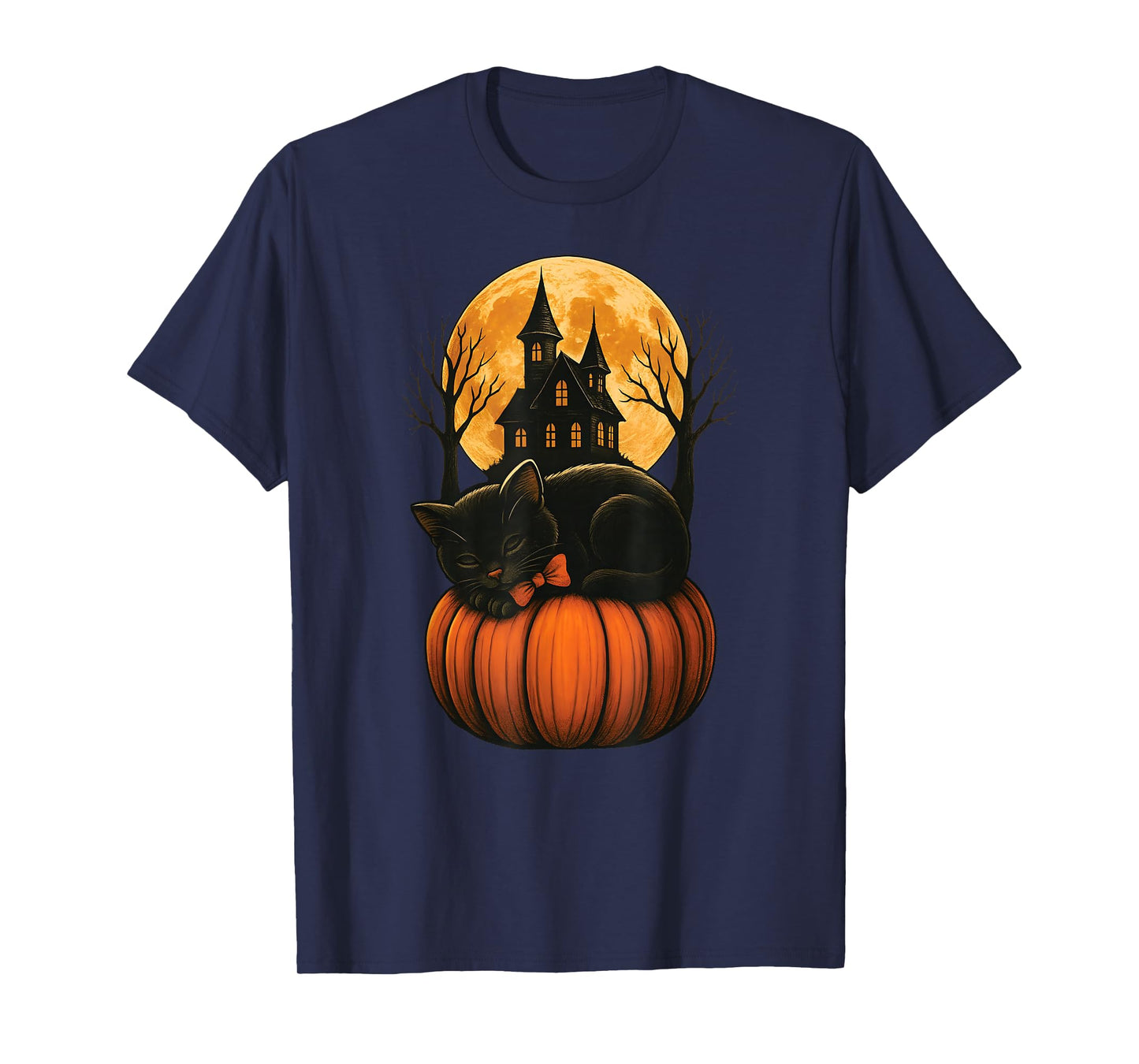 Cute Black Cat Pumpkin Witch Cat Autumn Fall Halloween Cat T-Shirt