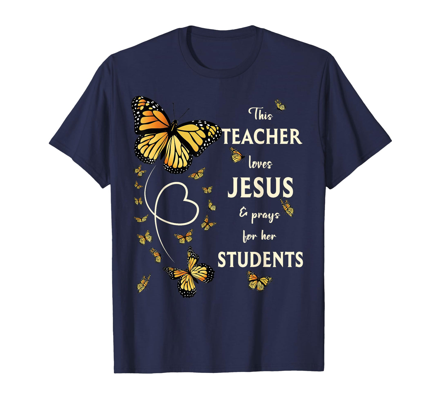 Christian Butterfly This Teacher Loves Jesus And Prays T-Shirt