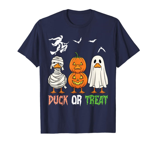 Duck Or Treat Halloween Witch Ghost Pumpkin Ducks Costume T-Shirt