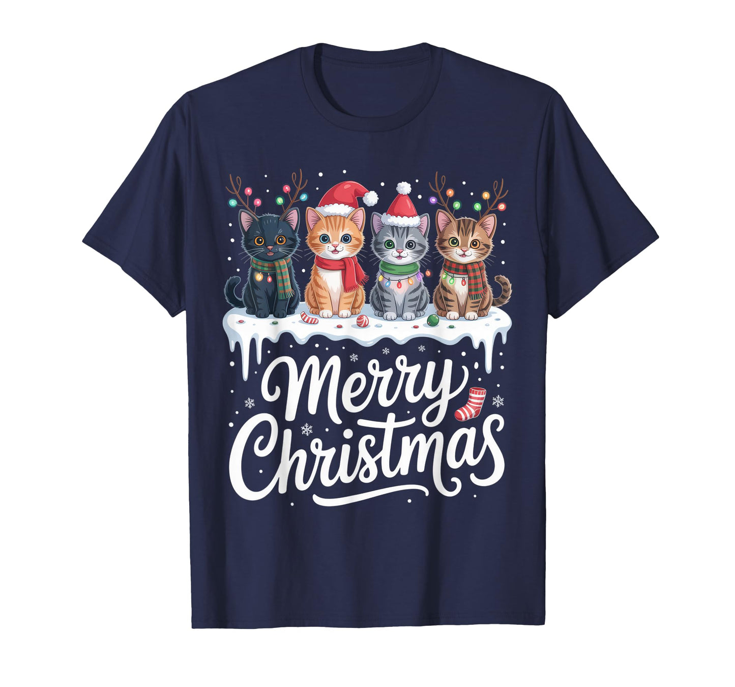 Merry Christmas Cats for Cat Lovers in Holiday Spirit T-Shirt