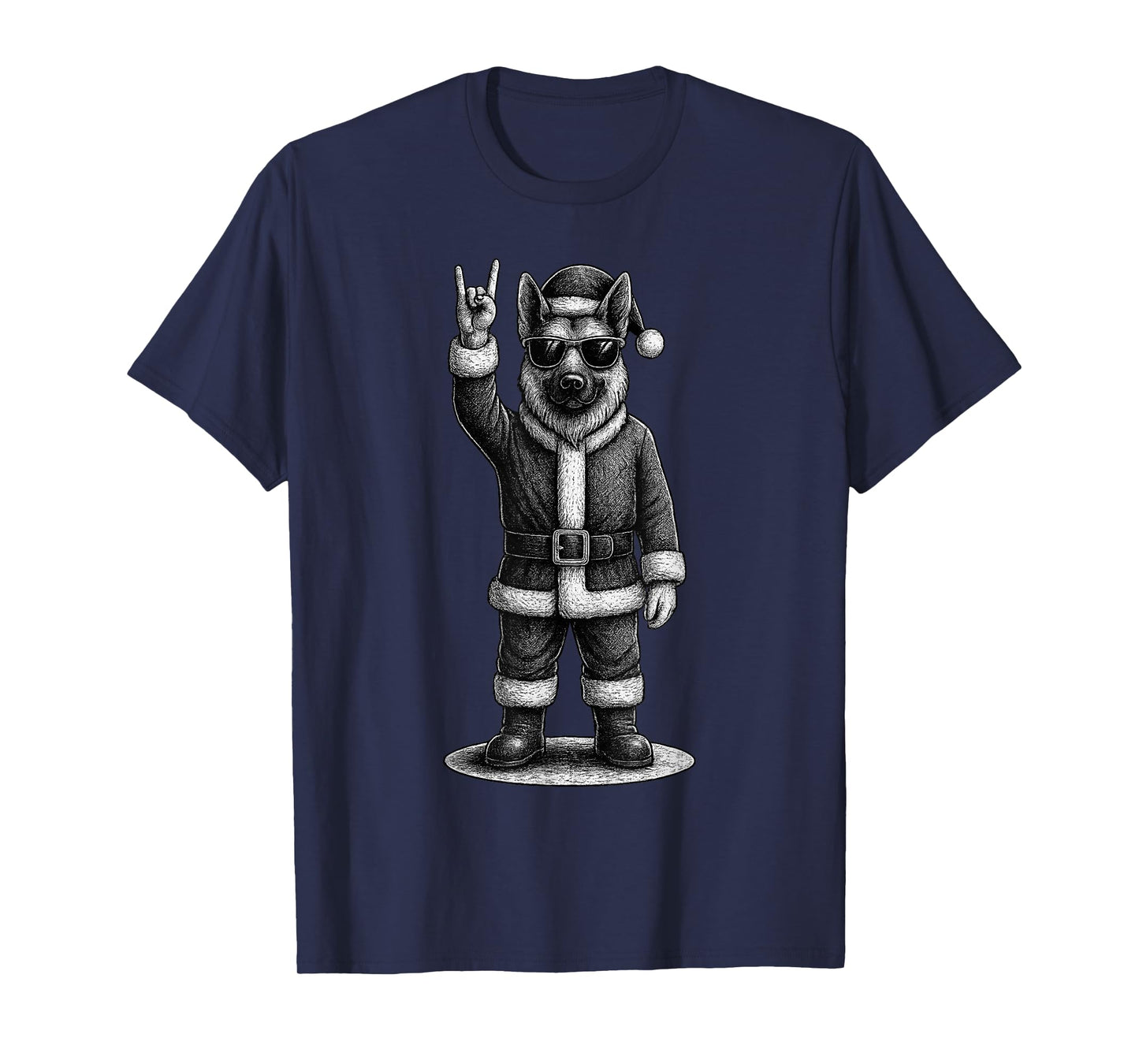 German Shepherd Rock Music Christmas Dog Lover T-Shirt