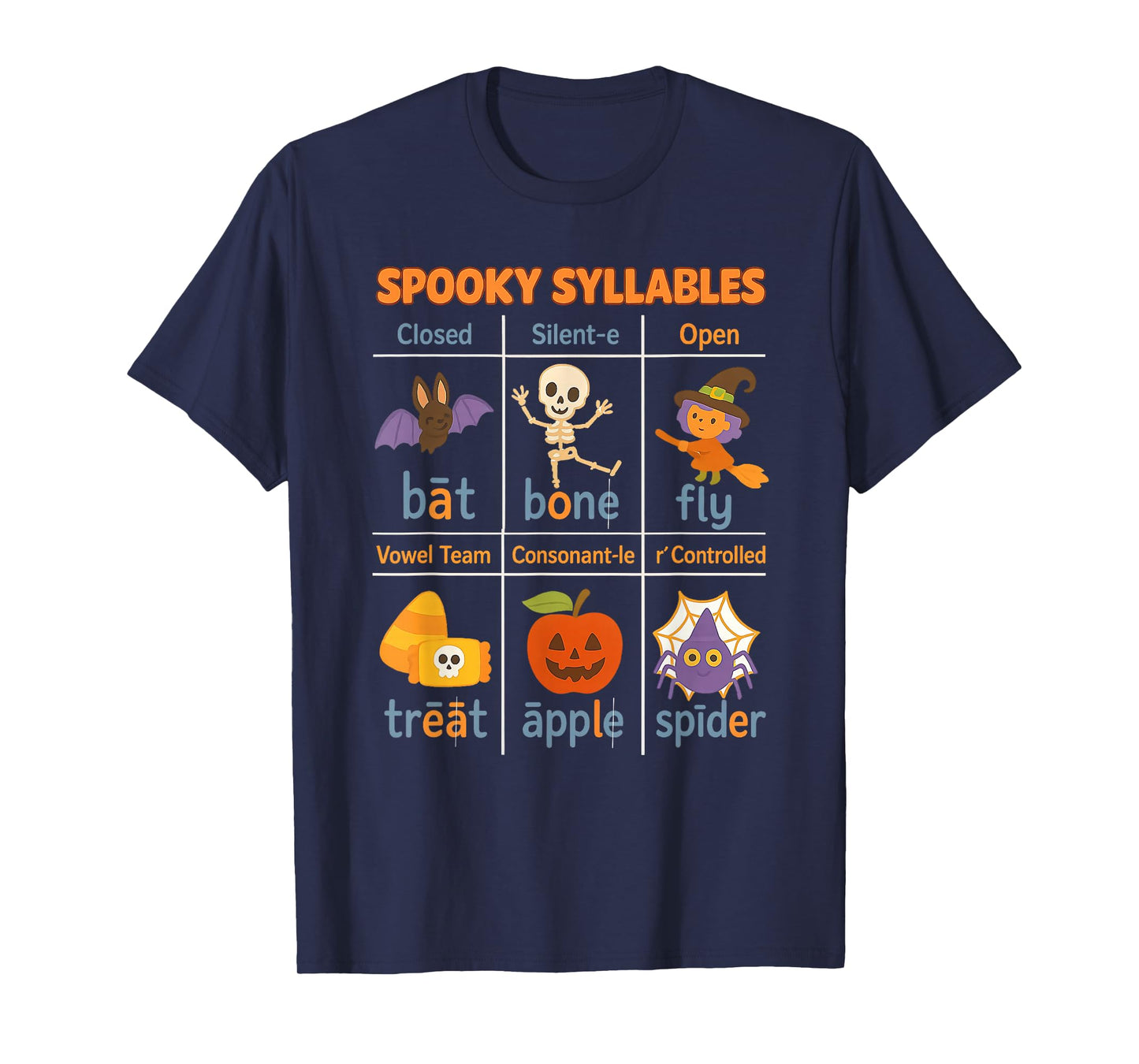Spooky Syllables Teacher Funny Halloween Educational Kids T-Shirt