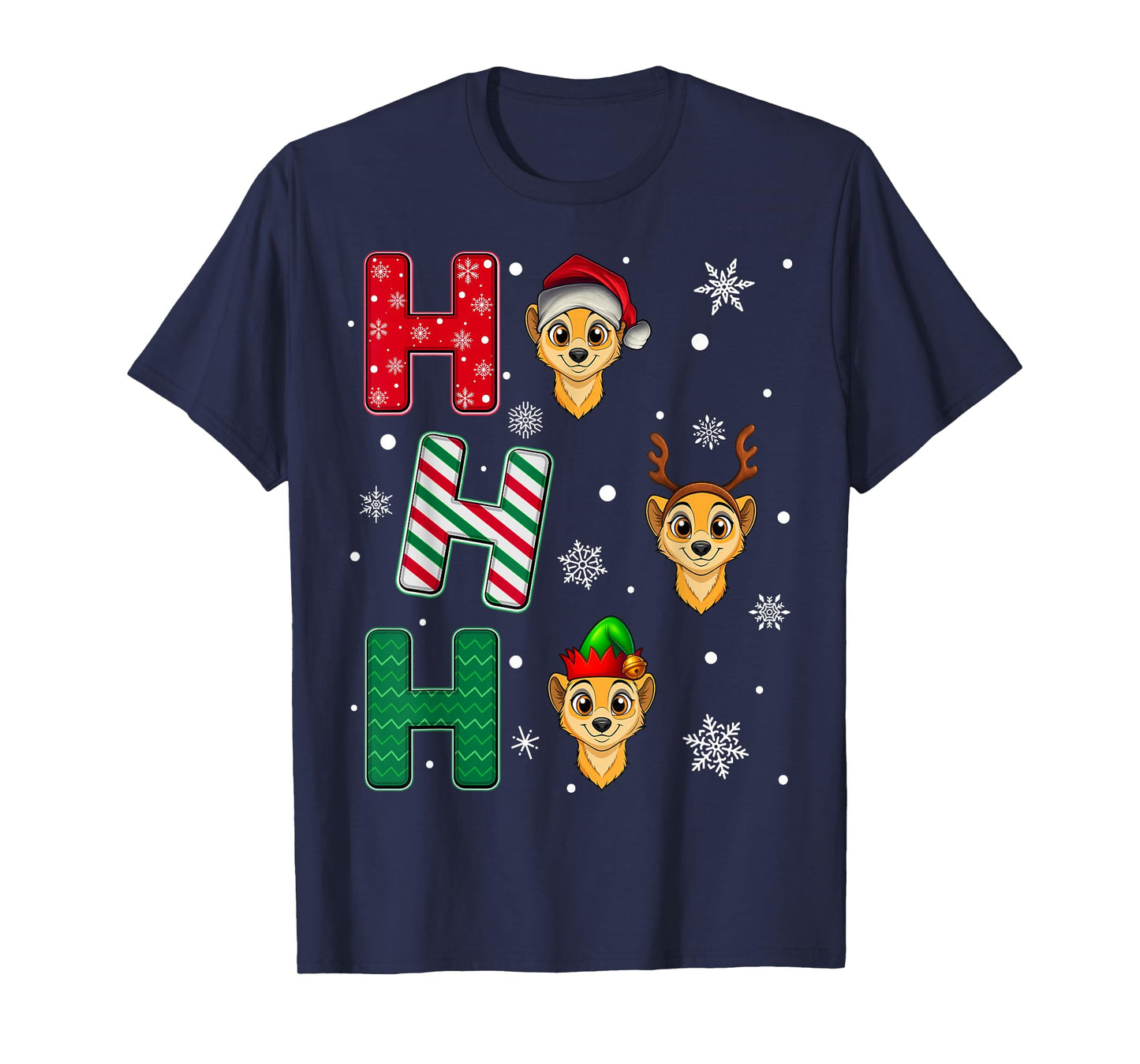 Ho Ho Ho Ferret Animal Matching Santa Elf Xmas T-Shirt