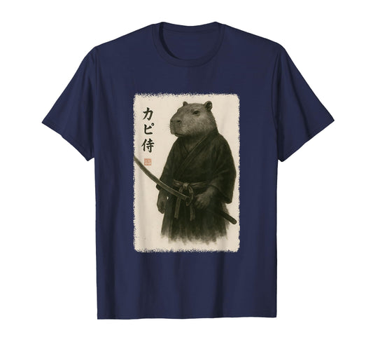 Samurai Capybara Funny Vintage Japanese Graphic Art T-Shirt