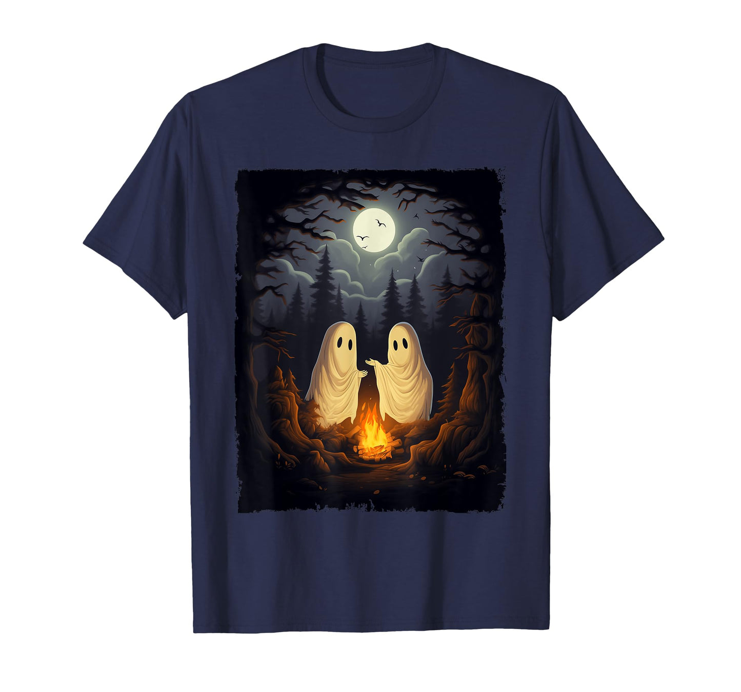 Vintage Ghost Camping Campfire Gothic Halloween Men Women T-Shirt