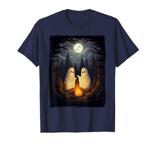 Vintage Ghost Camping Campfire Gothic Halloween Men Women T-Shirt