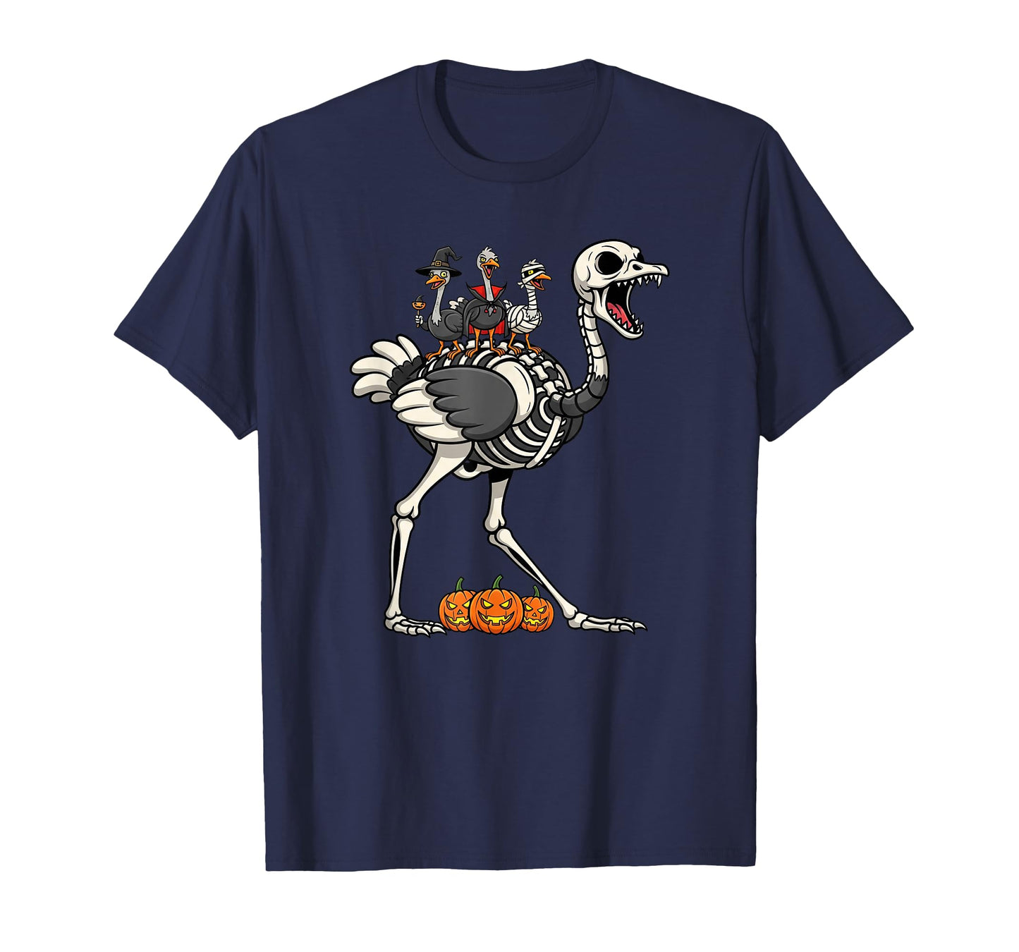 Ostrich Skeleton Mummy Witch Halloween Kids Mens Womens T-Shirt