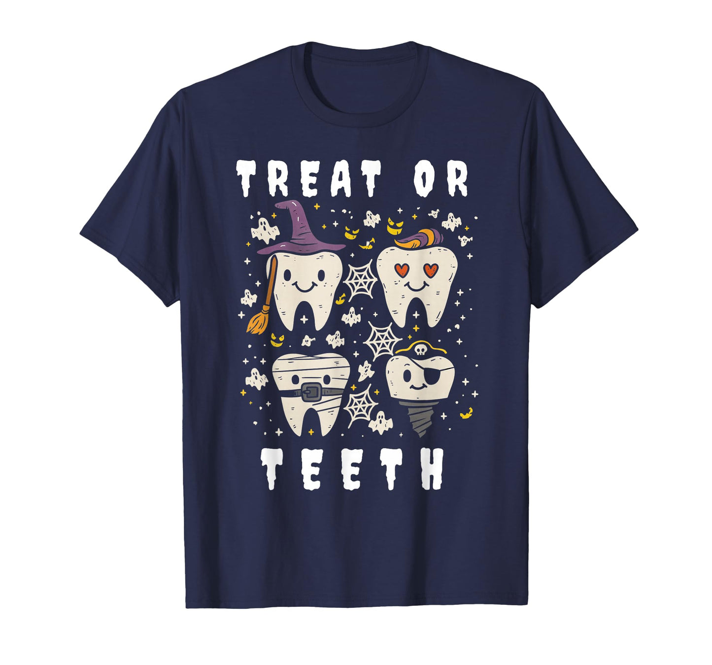 Trick Or Teeth Funny Dental Halloween Dentist Crew Costume T-Shirt