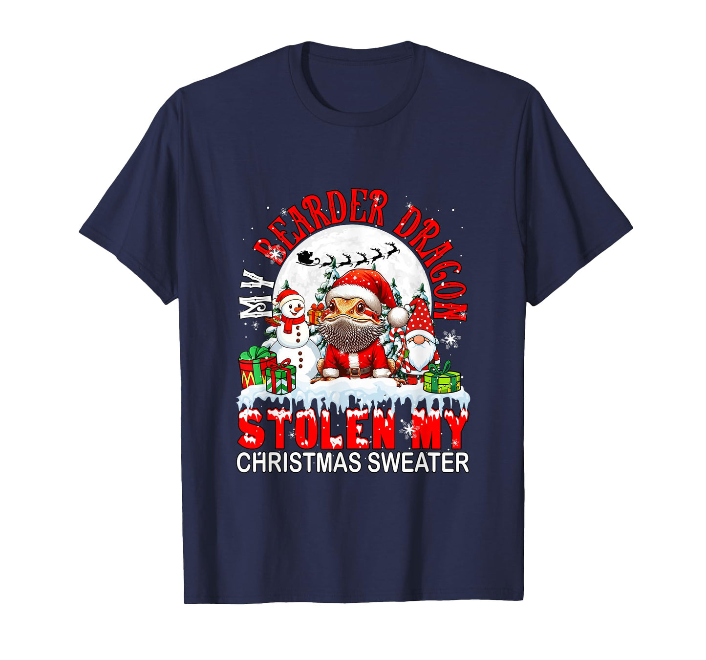 My Bearder Dragon Stolen My Christmas Sweater Santa Dog T-Shirt