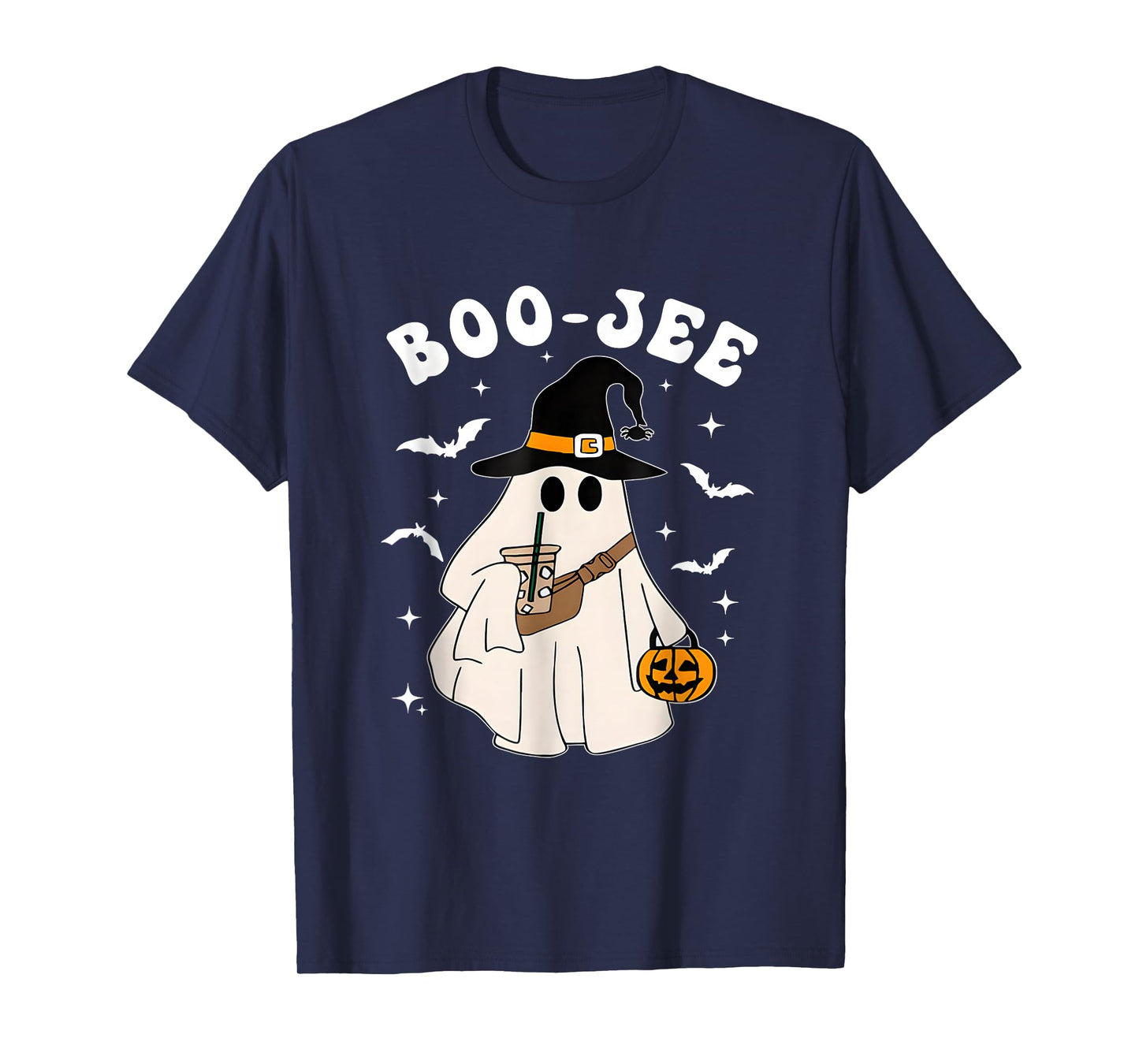 Cute Ghost Halloween Costume Coffee Witch Hat Boujee Boo JEE T-Shirt