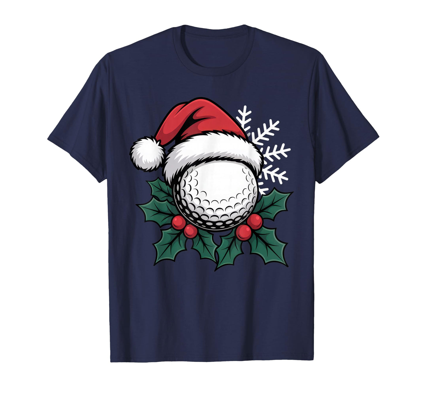 Santa Golf Ball for Festive Golf Lovers in Christmas Holiday T-Shirt