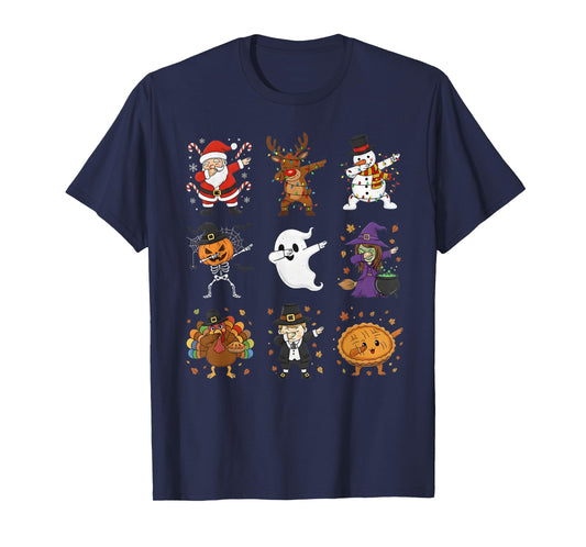Dabbing Holiday Crew: Funny Thanksgiving Halloween Christmas T-Shirt