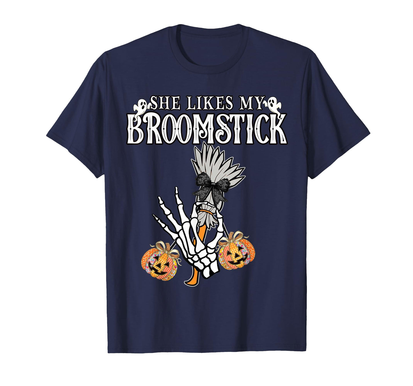 She Likes My Broomstick I Like Her Pumpkins Couple Halloween T-Shirt
