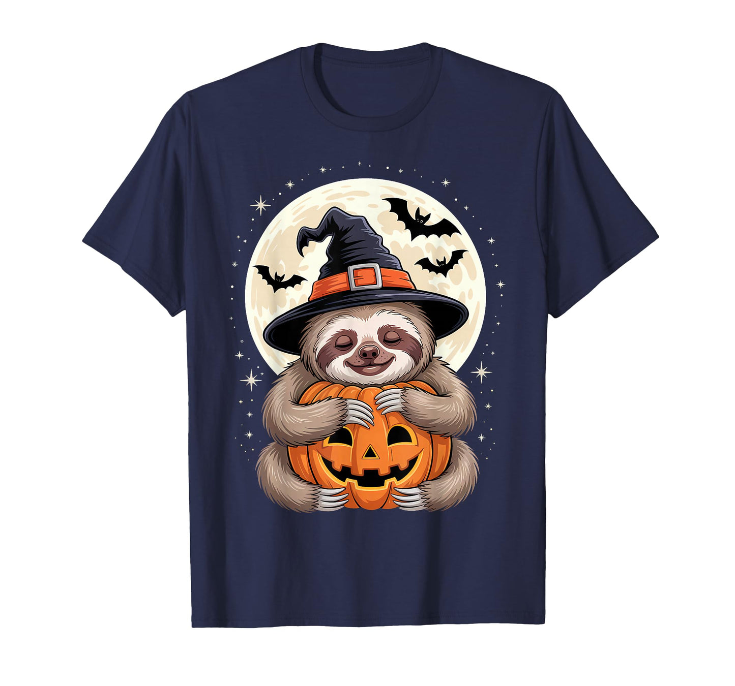 Halloween Sloth Witch Hat Pumpkin Spooky T-Shirt
