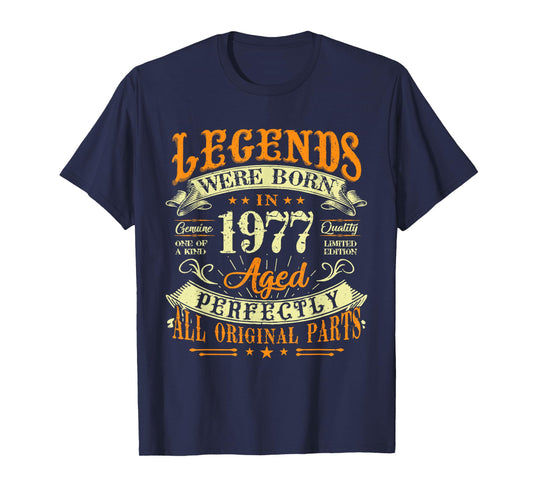 48th Birthday Vintage Legends Born In 1977 48 Years Old T-Shirt