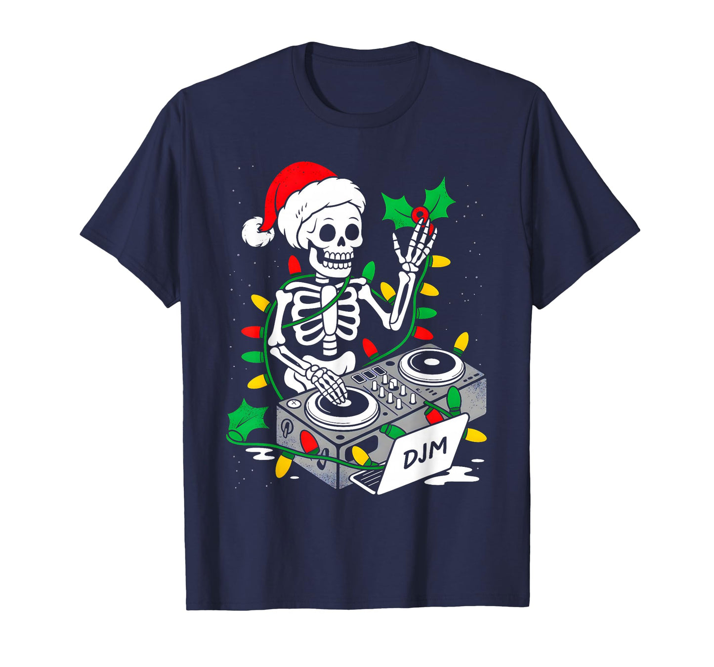 Xmas Santa Skeleton Playing Dj Funny Christmas Boys Kids T-Shirt