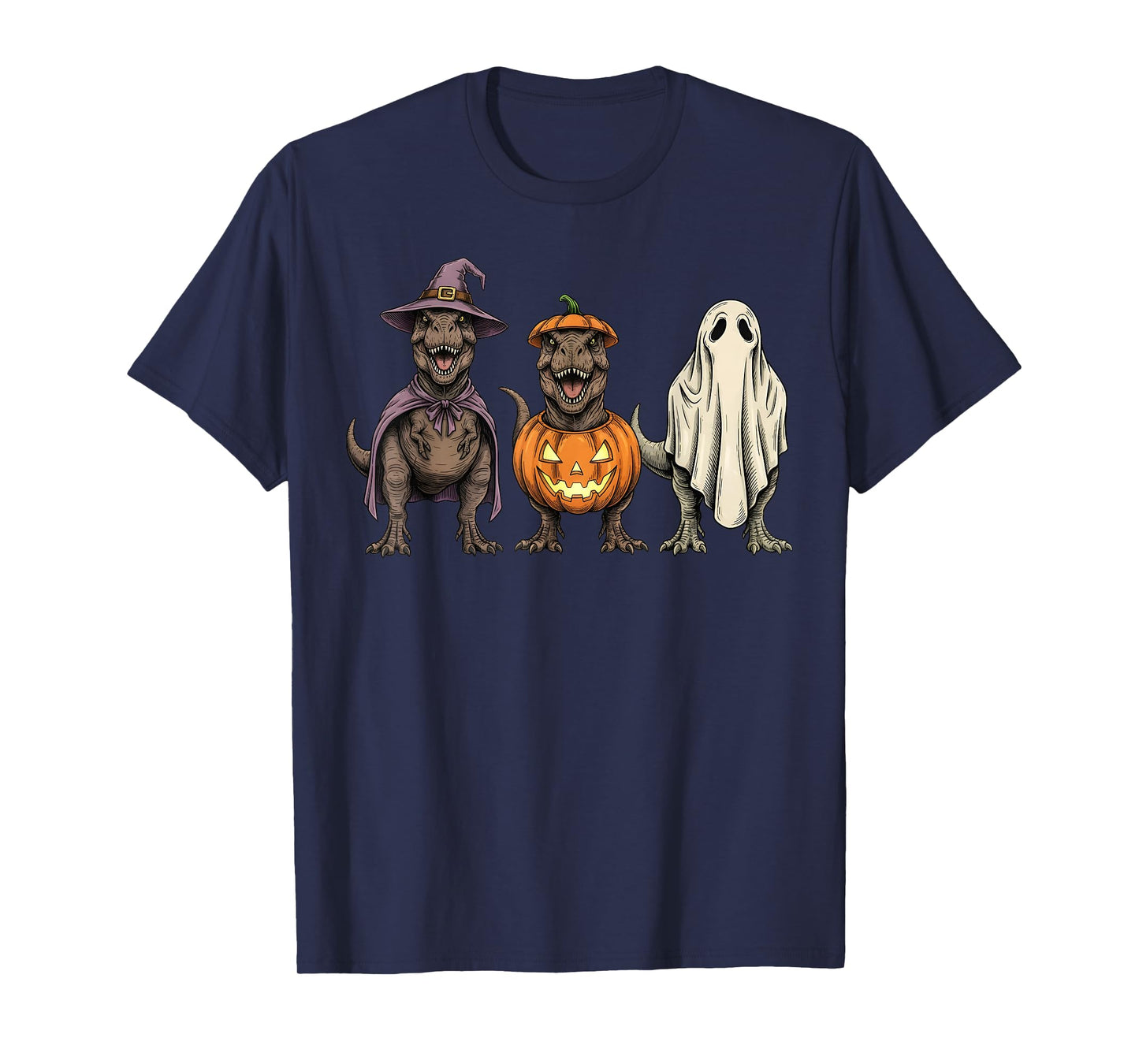 Spooky Ghost T-rex Dinosaur Lover Pumpkin Halloween T-Shirt