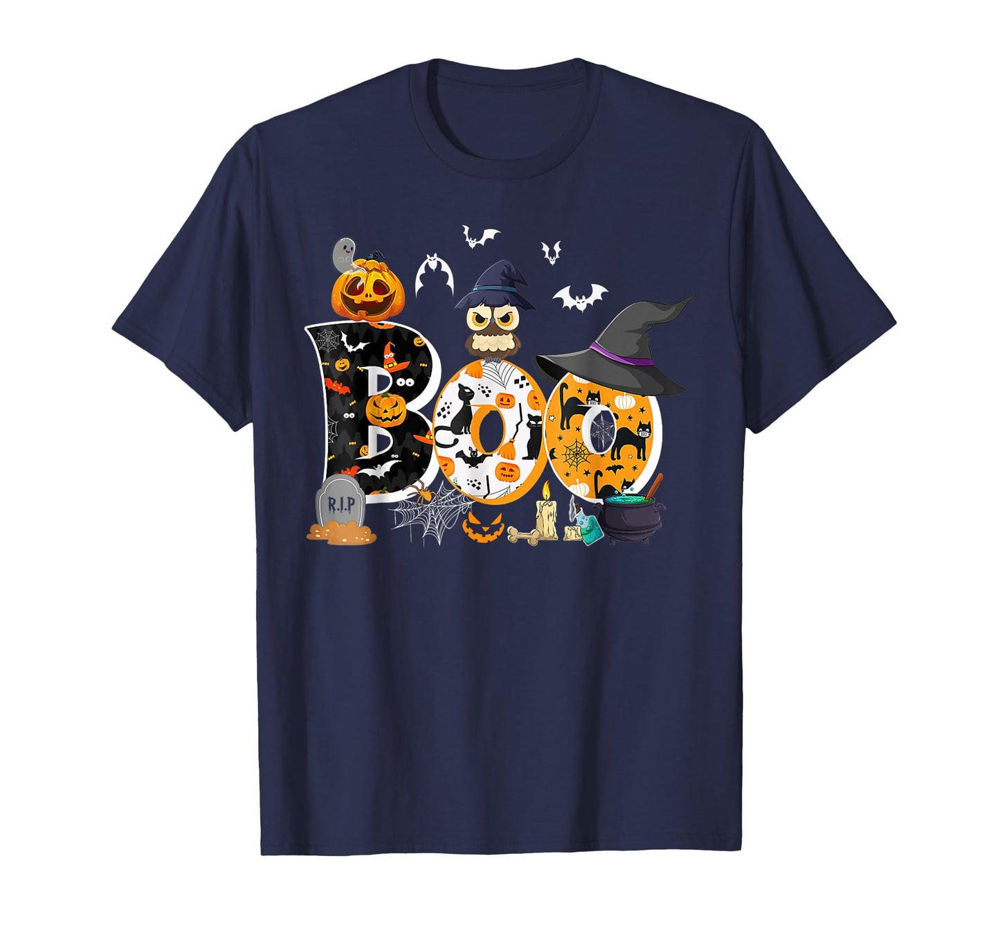 Halloween Costume Boo Owl Witch Hat Spider Pumpkin T-Shirt
