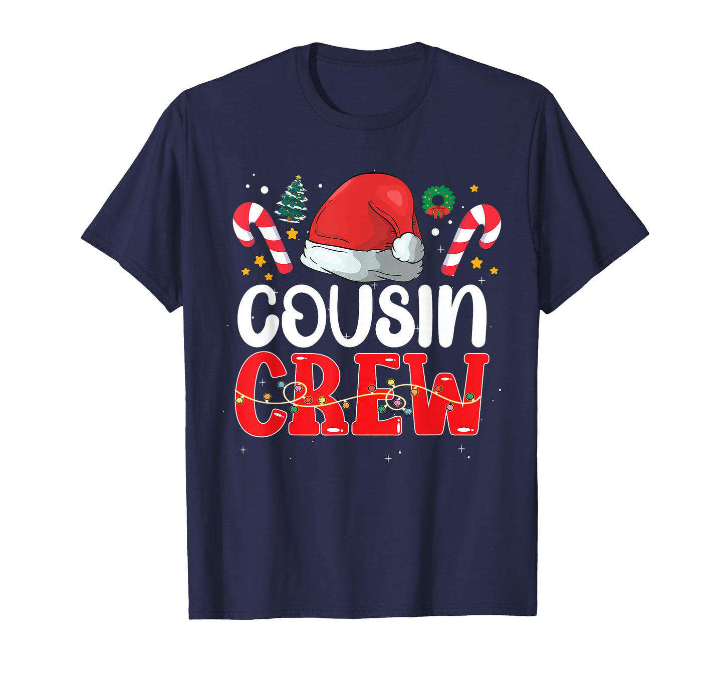 Cousin Crew Christmas 2025 Family Matching Squad Santa Hat T-Shirt
