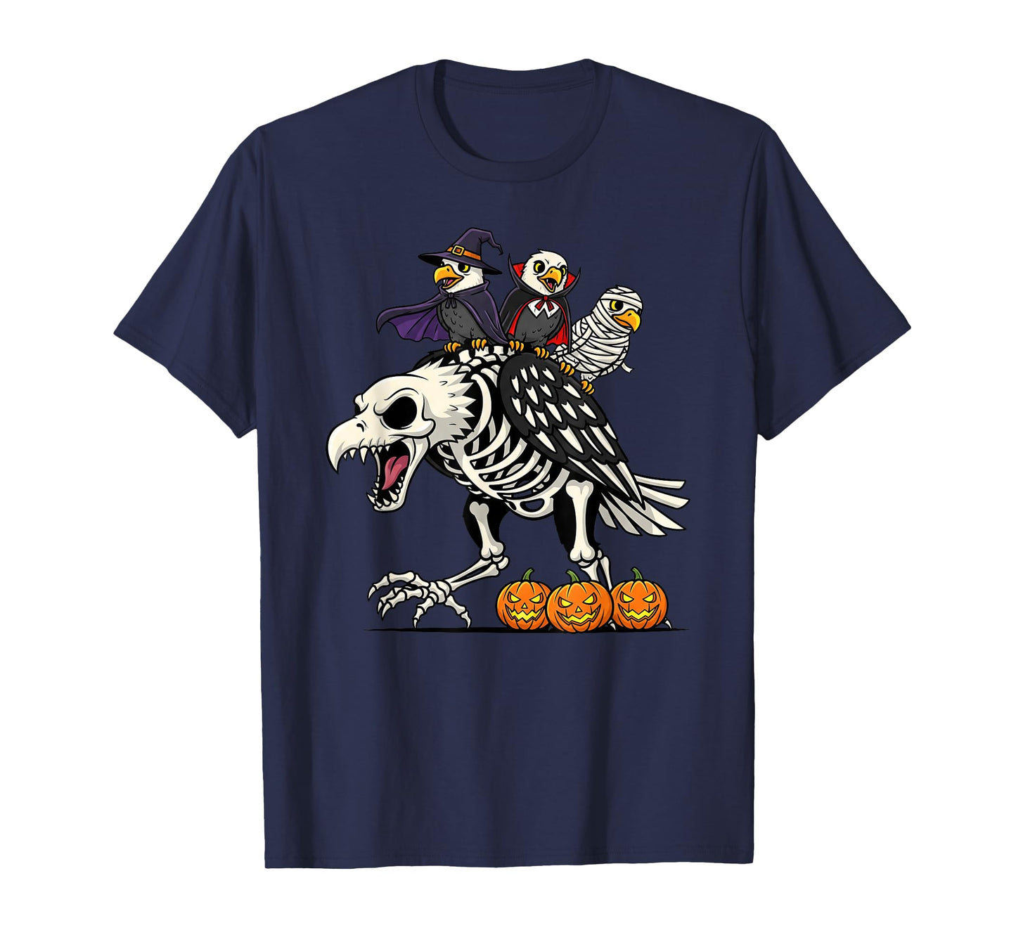 Funny Eagle Skeleton Mummy Witch Halloween Kids Mens Womens T-Shirt
