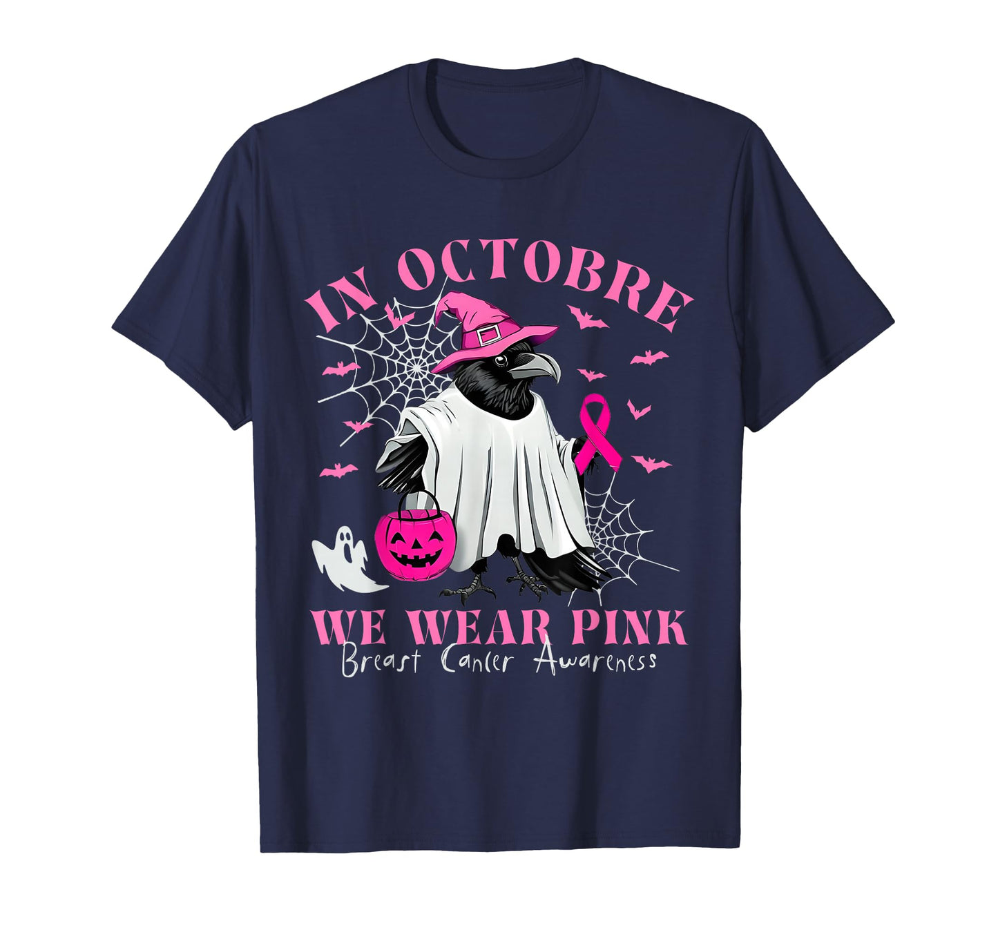 Black Crow F-Caw-F Funny Black Bird in October We Wear Pink T-Shirt