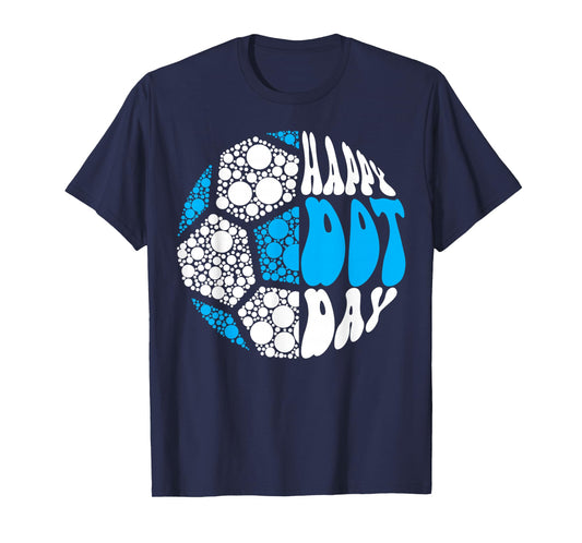 Retro Groovy Soccer Ball With Polka Dots Happy Dot Day Boy T-Shirt
