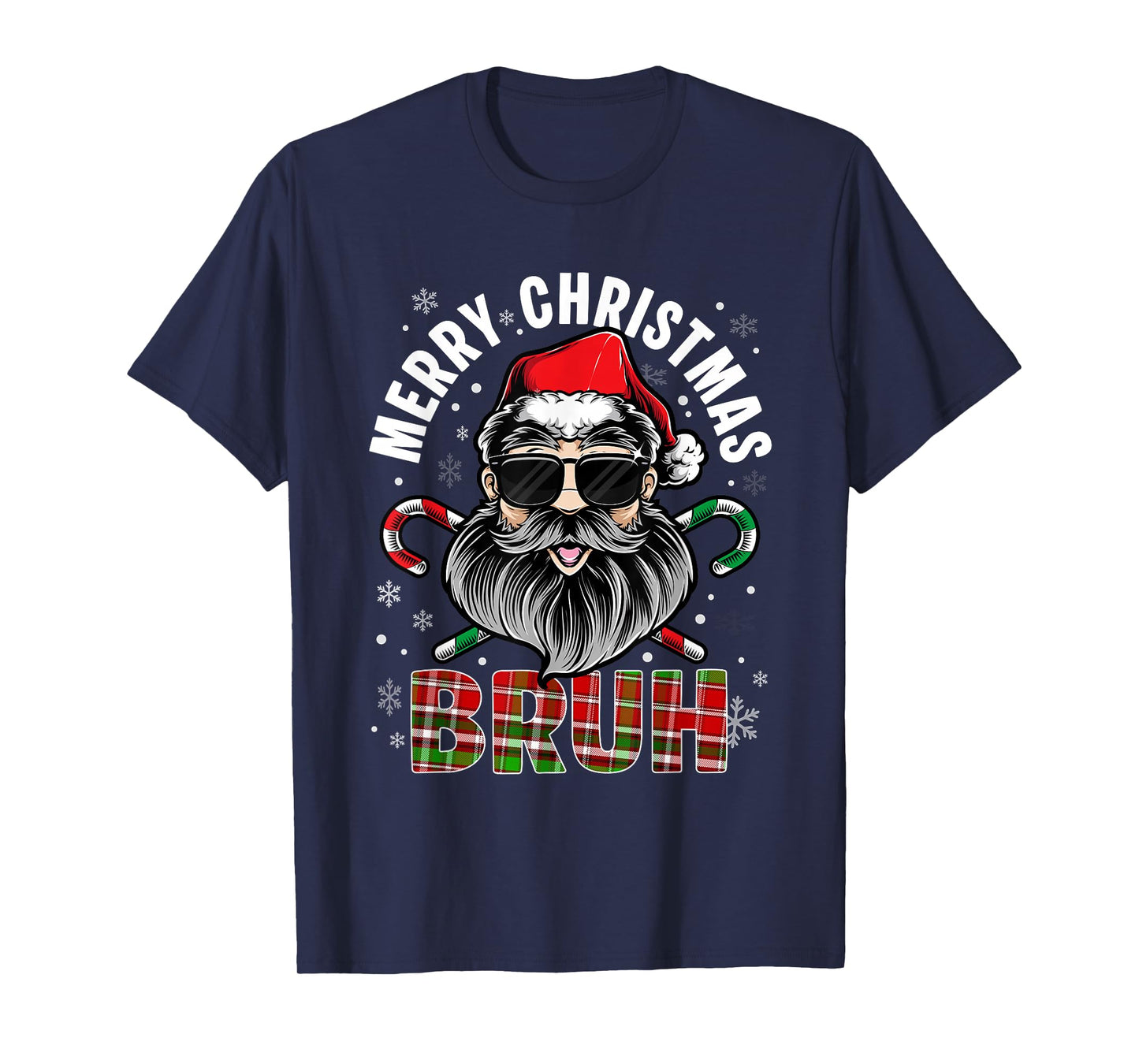Santa Claus Merry Christmas Bruh Candy Cane Xmas Men Women T-Shirt