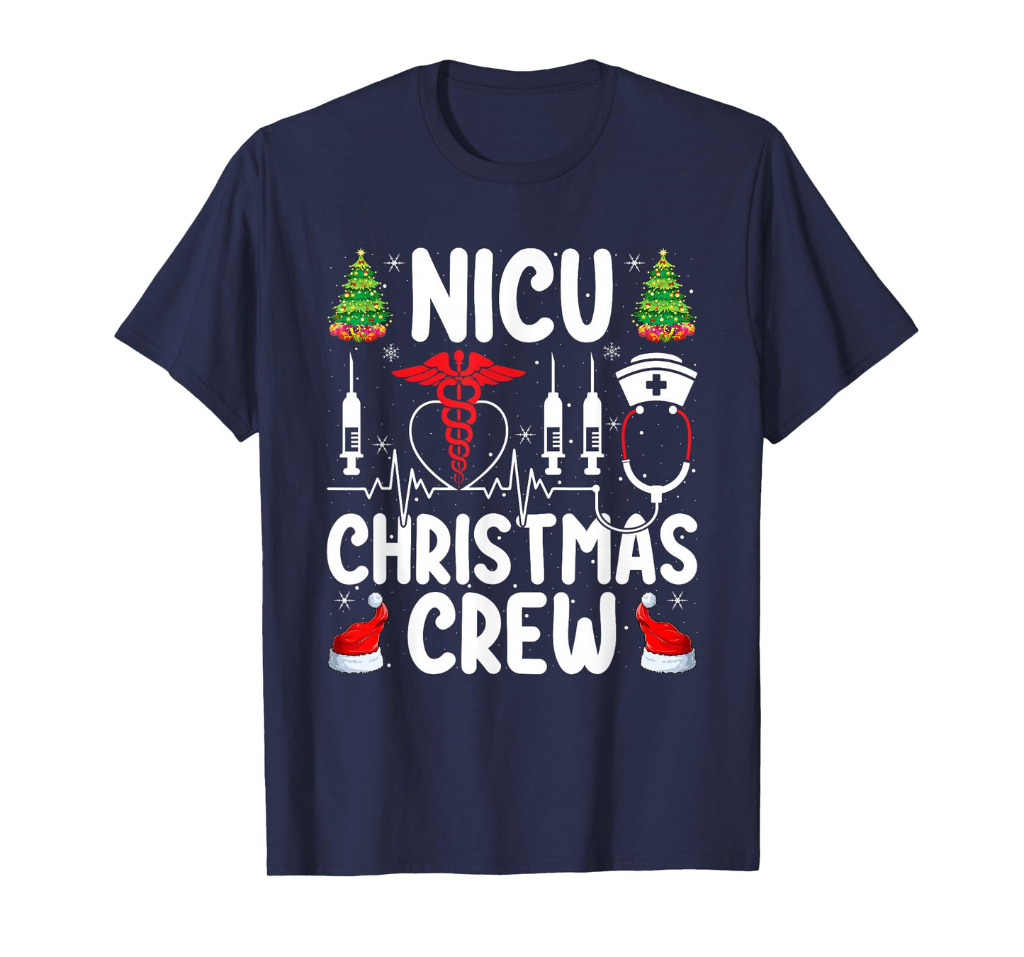 NICU Nurse Christmas Crew Nurse Medical Nursing Xmas Pajamas T-Shirt