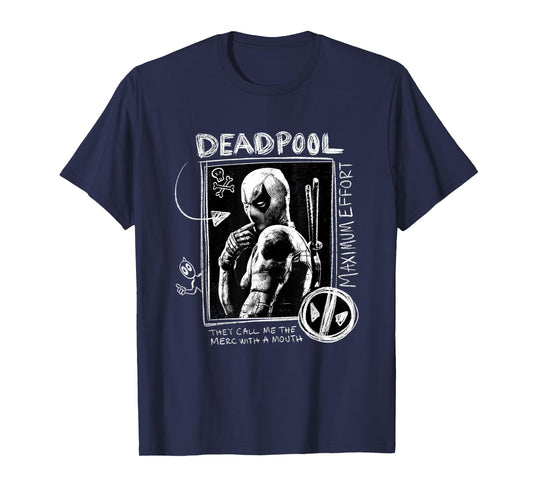 Marvel Deadpool & Wolverine Maximum Effort Doodle Portrait T-Shirt