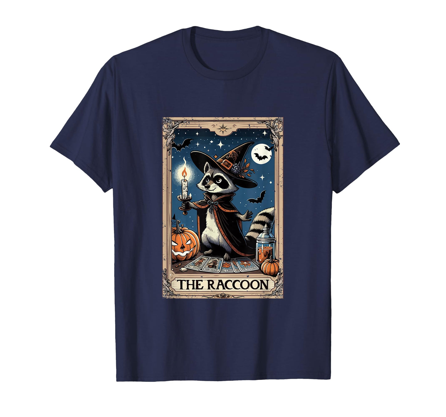 The Raccoon Halloween Witch Cute Tarot Card Lover Player T-Shirt