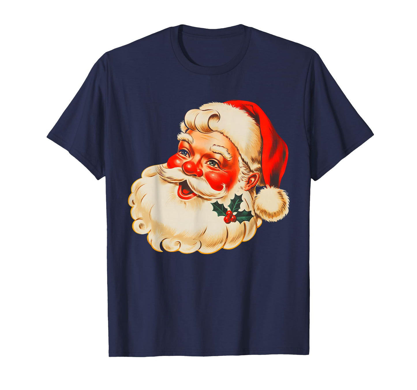 Vintage Christmas Santa Claus Face Funny Xmas Men Boys Kids T-Shirt